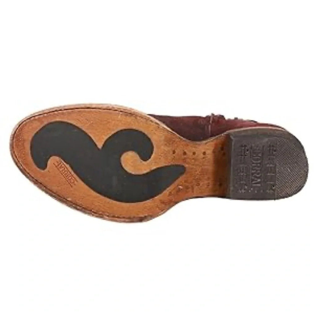 New CORRAL Women's Wine Lamb Booties Round Toe Red Size 8 M Western Cowboy - Picture 5 of 5